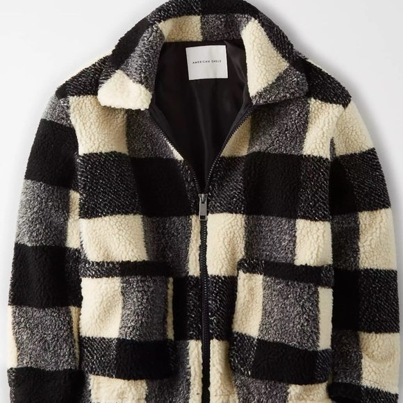 American Eagle plaid teddy coat - Picture 3 of 3
